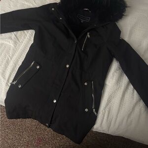 Tommy Hilfiger Black Utility Jacket with Fur Trim